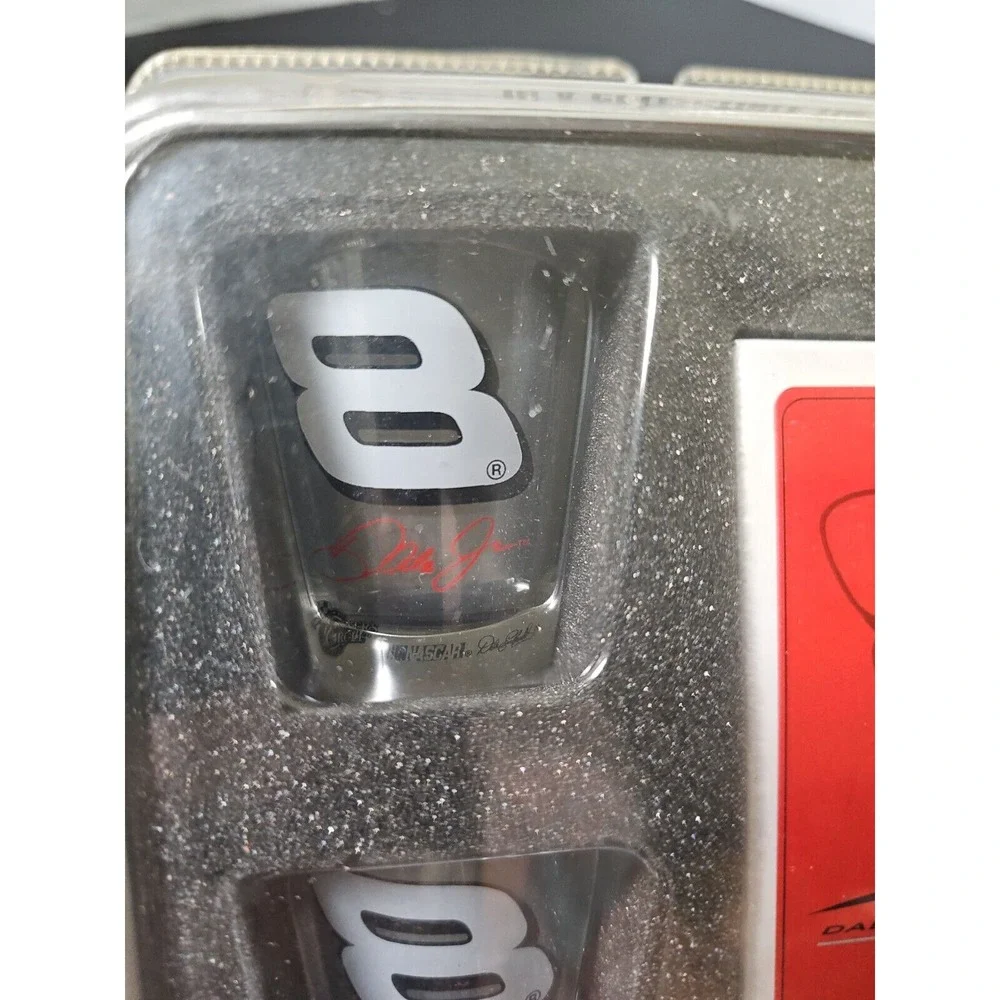 Dale Earnhardt Jr Nascar Shot Glass And Playing Card Gift Set in collectible Tin